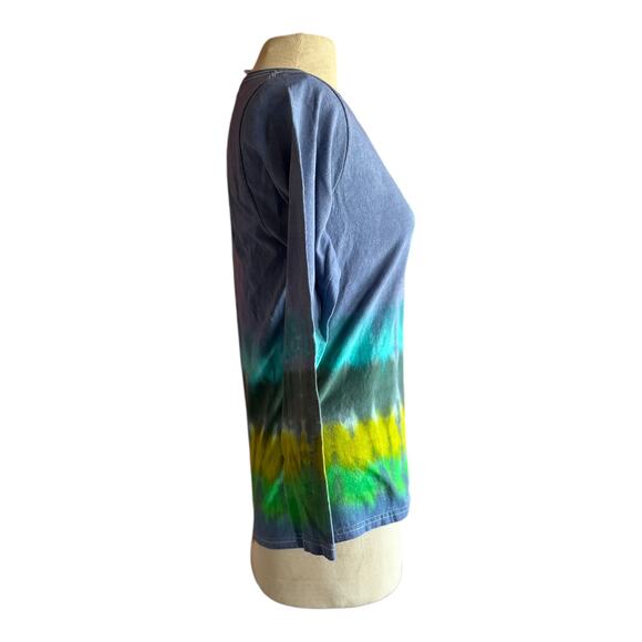 Womens Shirt Size Medium Blue Tie Dye Indie Bohemian Trippy Hippy Handcrafted - Picture 3 of 9
